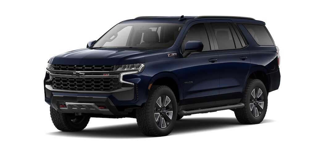 Chevrolet Tahoe 2023, SUV con 3 filas de asientos en color azul lunar